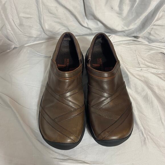 Merrell Encore Eclipse Brown Leather Clog Loafer 7 Comfort Ortholite Work Nurse‎ - Picture 4 of 9